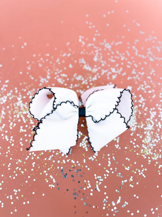 King Moonstitch Navy & White Bow