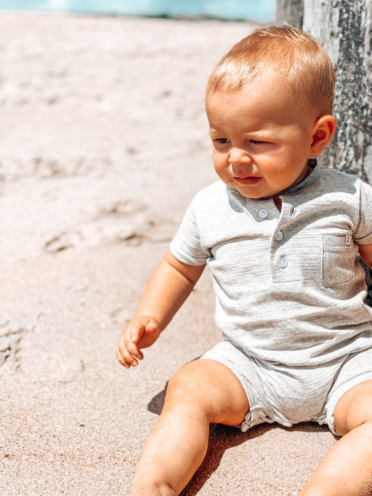 Camborne Grey Henley Romper