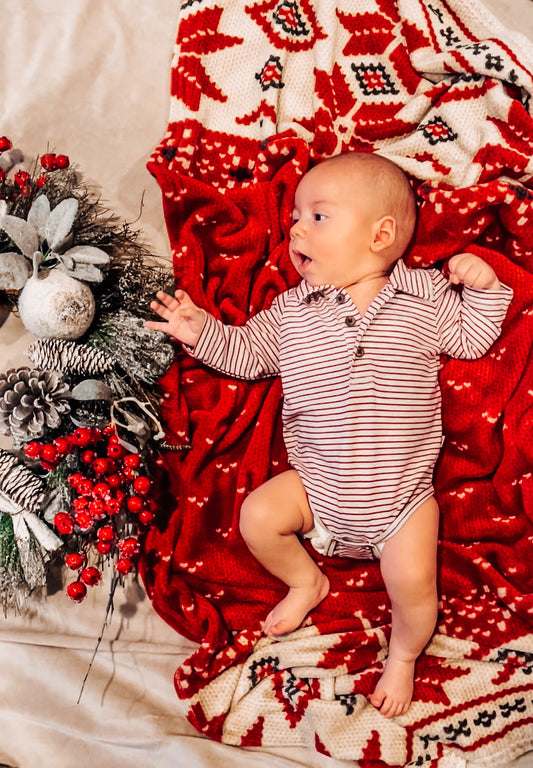 Seymour Red & White Polo Onsie