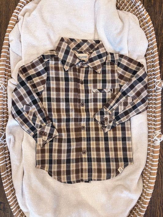 Atwood Woven Brown And Black Shirt