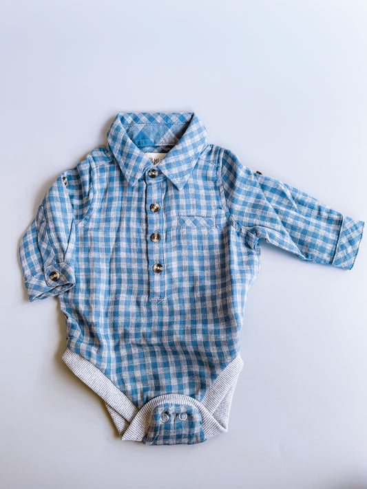 Jasper Grey & Blue Plaid Onsie